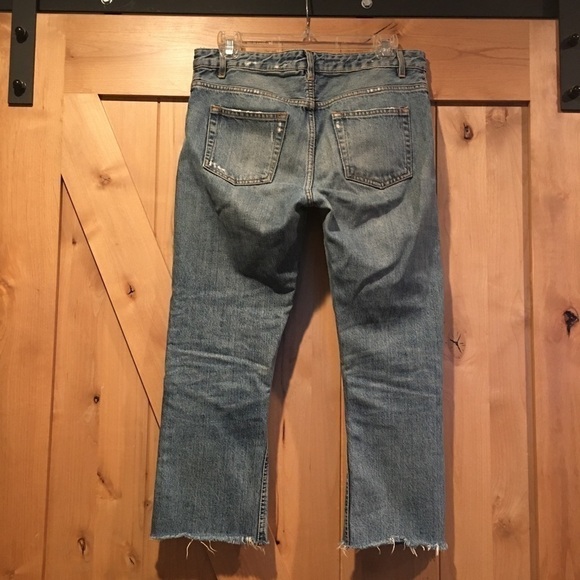 ACNE STUDIOS Cropped Distressed Dirty Wash Jeans Raw Hem - Picture 2 of 4